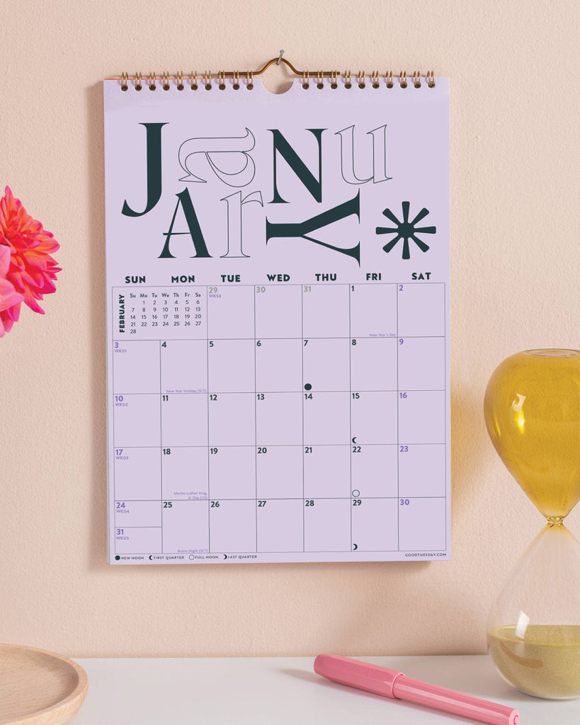 academic calendar with a bold and colorful design
