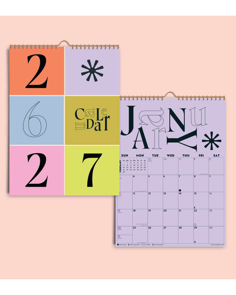 academic calendar with a bold and colorful design