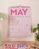 spiral bound mid-year calendar with a bold and colorful design