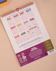 spiral bound mid-year calendar with a bold and colorful design