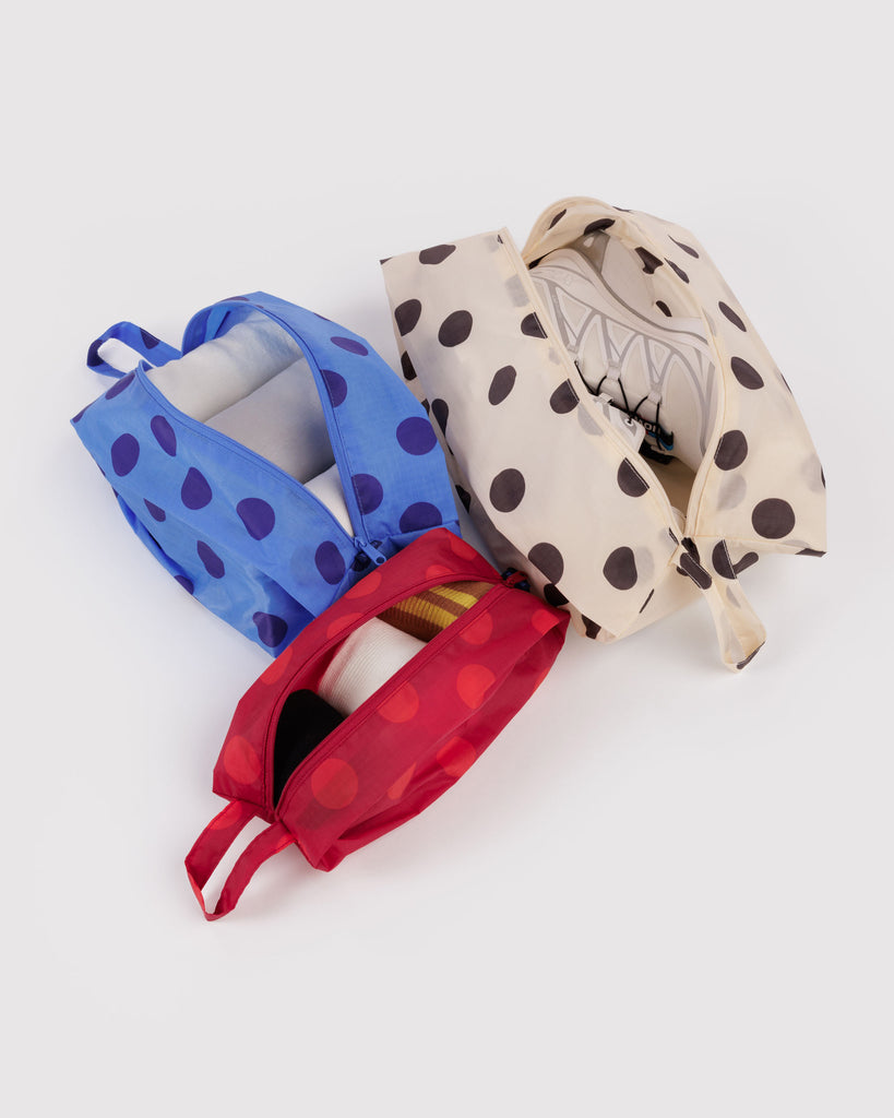 3d zip set in three polka dot patterns
