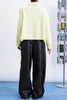 polo-style long sleeve top in pale butter yellow