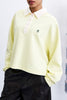 polo-style long sleeve top in pale butter yellow