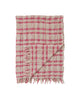 boucle throw blanket in a pink plaid pattern
