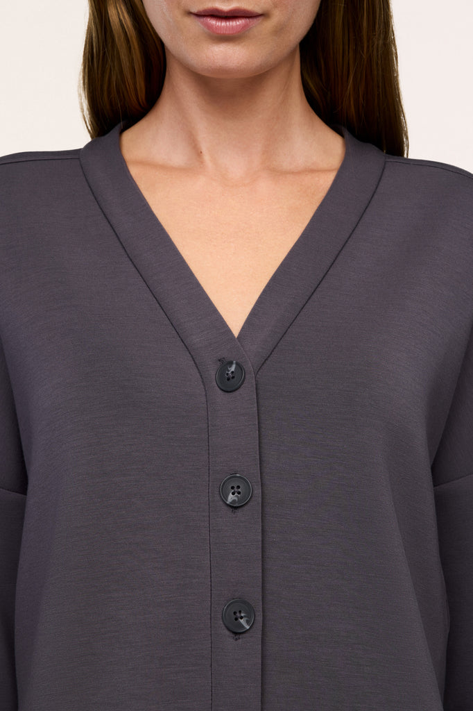 airessentials cardigan in dark slate color from spanx