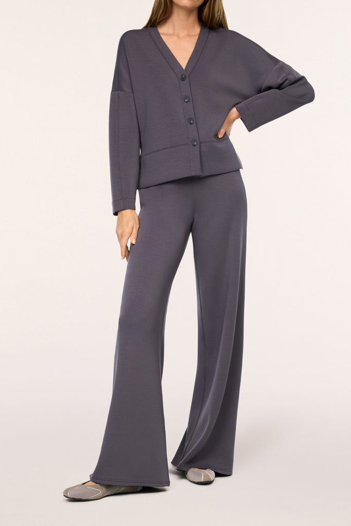 airessentials cardigan in dark slate color from spanx