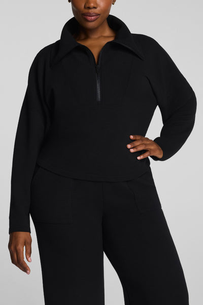 french rib airessentials pullover in very black from spanx