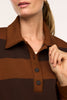 airessentials rugby shirt in two tone brown stripes from spanx