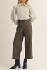 lightweight button down top in ivory with black polka dots throughout