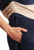 ruched tee in cream and navy rugby stripes