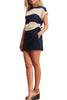 ruched tee in cream and navy rugby stripes