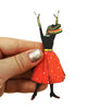 Whimsical Wooden Magnet alligator lady