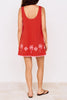 red mini dress with tropical embroidered details in pink from minkpink