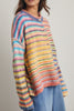 striped cardigan with a colorful rainbow design