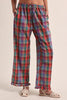 lightweight pull-on pants in a colorful plaid pattern