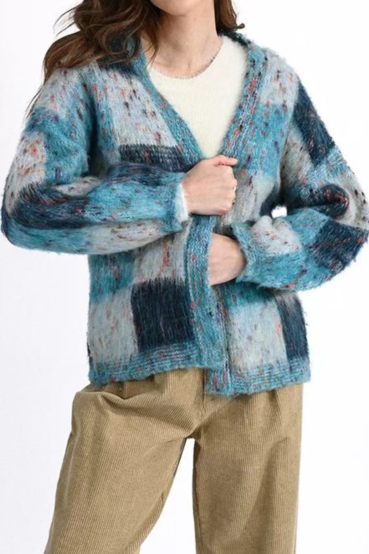 Ana Icy Blue Checkerboard Cardigan *XS-L* | Women's Clothing ...