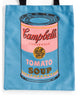 tote bag featuring iconic soup can artwork by andy warhol 