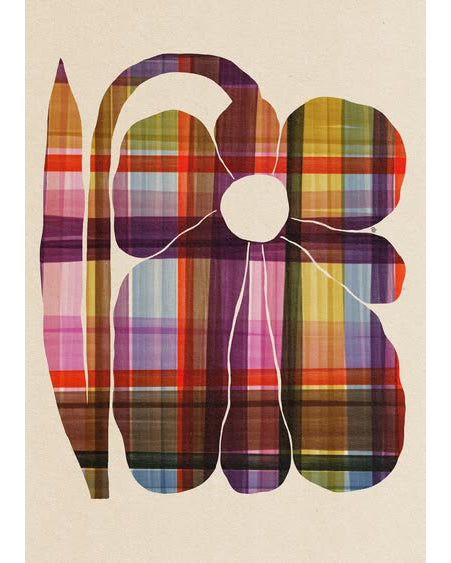 illustrated art print plaid bloom