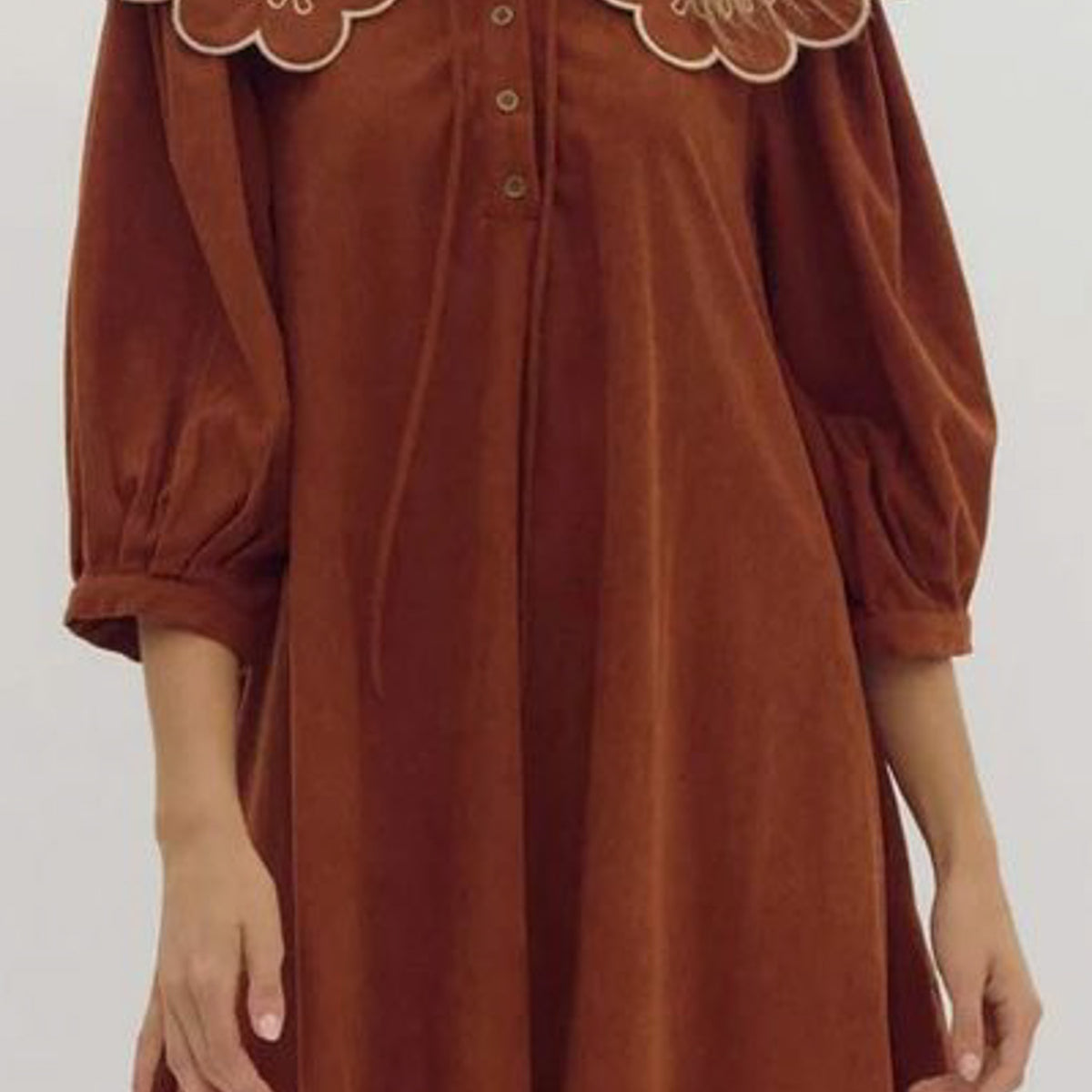 Audrey Ginger Corduroy Flounce Collar Dress *S-L* | Women's
