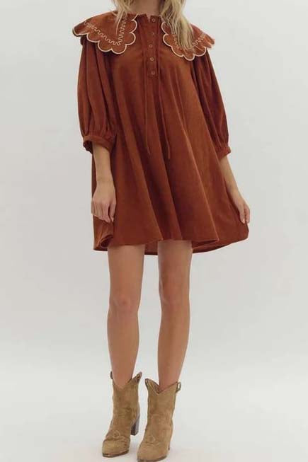 Audrey Ginger Corduroy Flounce Collar Dress *S-L* | Women's Clothing | Personify Personify Shop Audrey Ginger Corduroy Flounce Collar Dress *S-L* | Women's Clothing | Personify Personify Shop