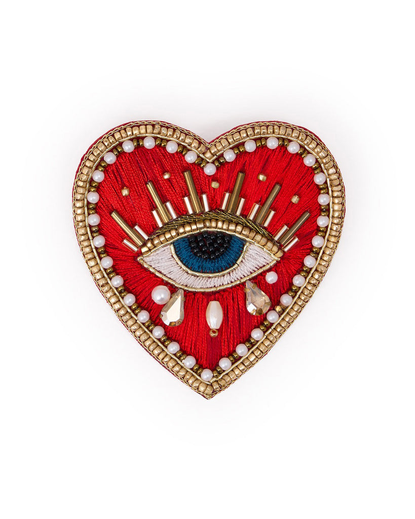 avery beaded brooch pin heart eye