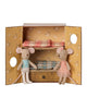 little brother and sister mice in their ballet dance studio