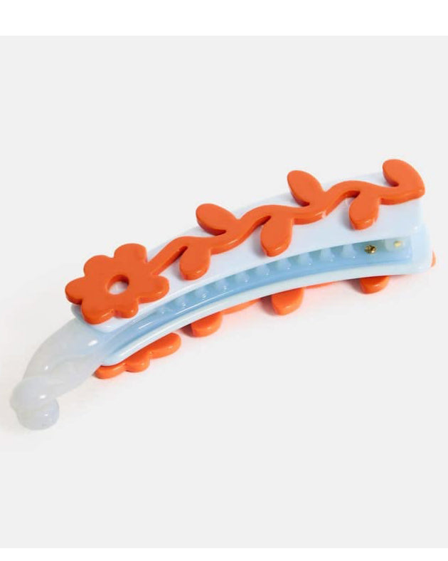 banana clip in sky blue and poppy red 