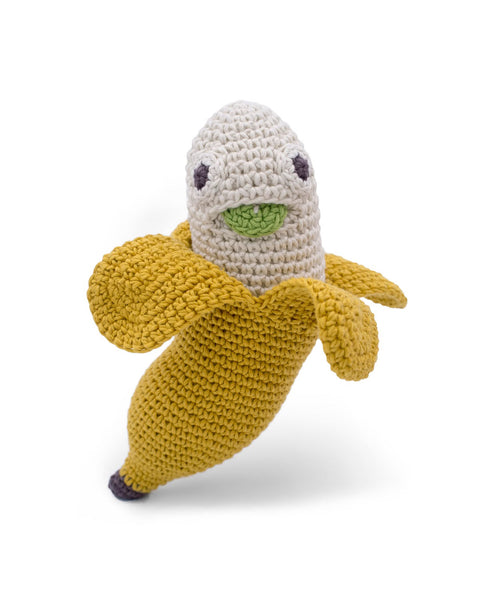Crocheted Fruit Rattle, banana