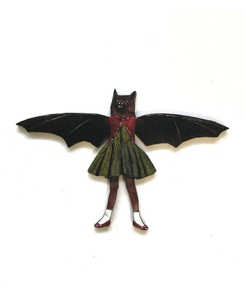 Whimsical Wooden Magnet bat girl