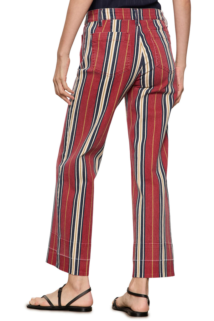 berry stripe cropped wide leg jeans with front patch pockets