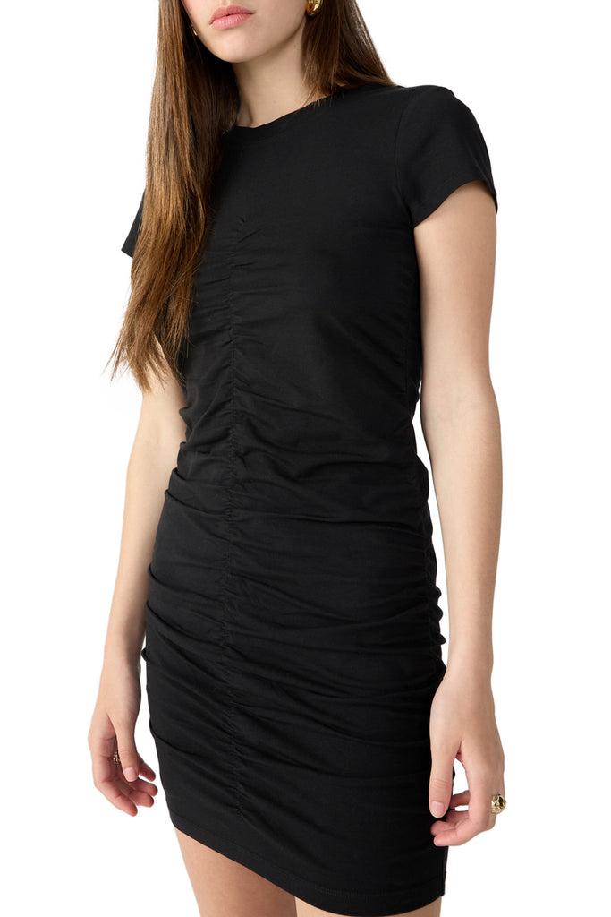 black ruched t shirt dress boohoo Women's Ruched T-Shirt Mini Dress - Black