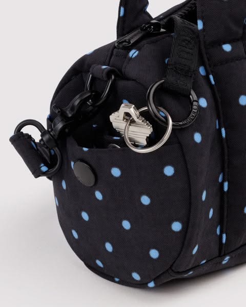 Black & Sky Blue Micro Dot Small Duffle Bag from baggu