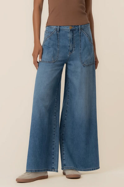 extra wide leg jeans in a versatile dark denim wash