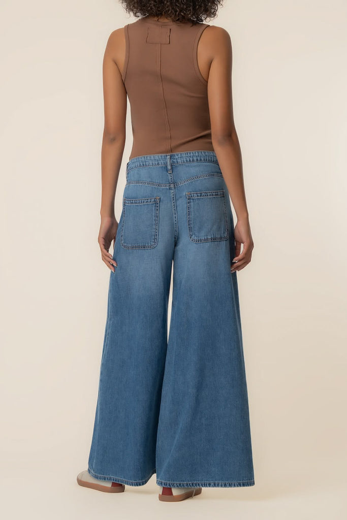 extra wide leg jeans in a versatile dark denim wash