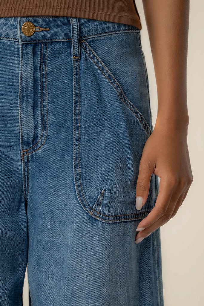 extra wide leg jeans in a versatile dark denim wash