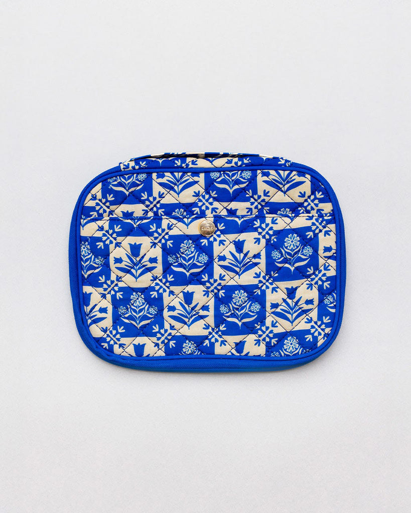 Blue Plaid Floral On-The-Go Tech Pouch