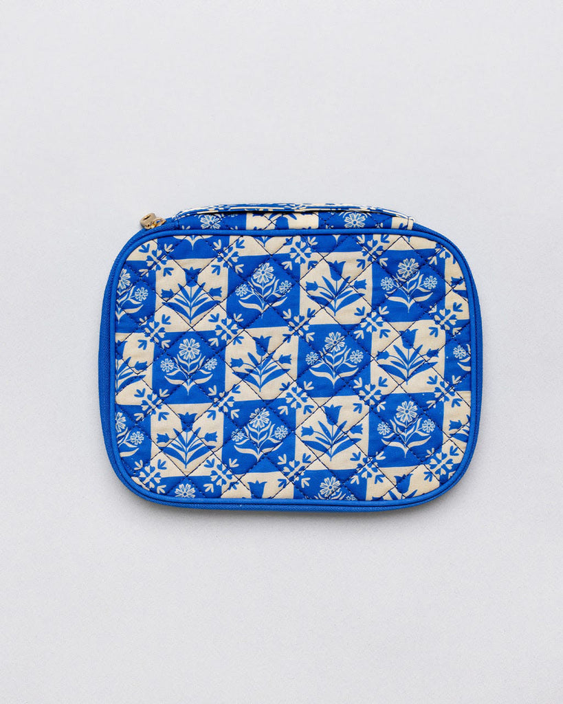 Blue Plaid Floral On-The-Go Tech Pouch