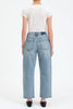 barrel leg jeans in a medium blue denim wash 