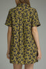 olive green mini dress with a subtle butterfly print in washed black