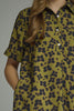 olive green mini dress with a subtle butterfly print in washed black