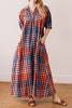 flowy maxi dress in a colorful gingham plaid