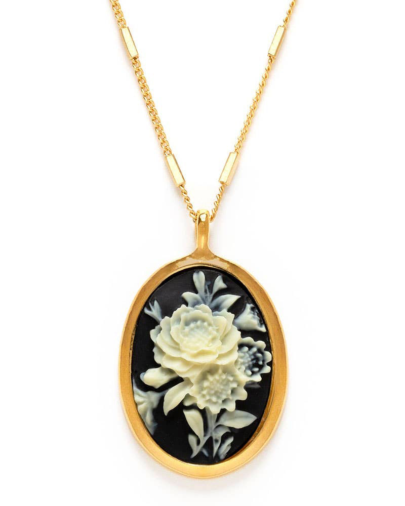 vintage-inspired cameo necklace, gothic rose