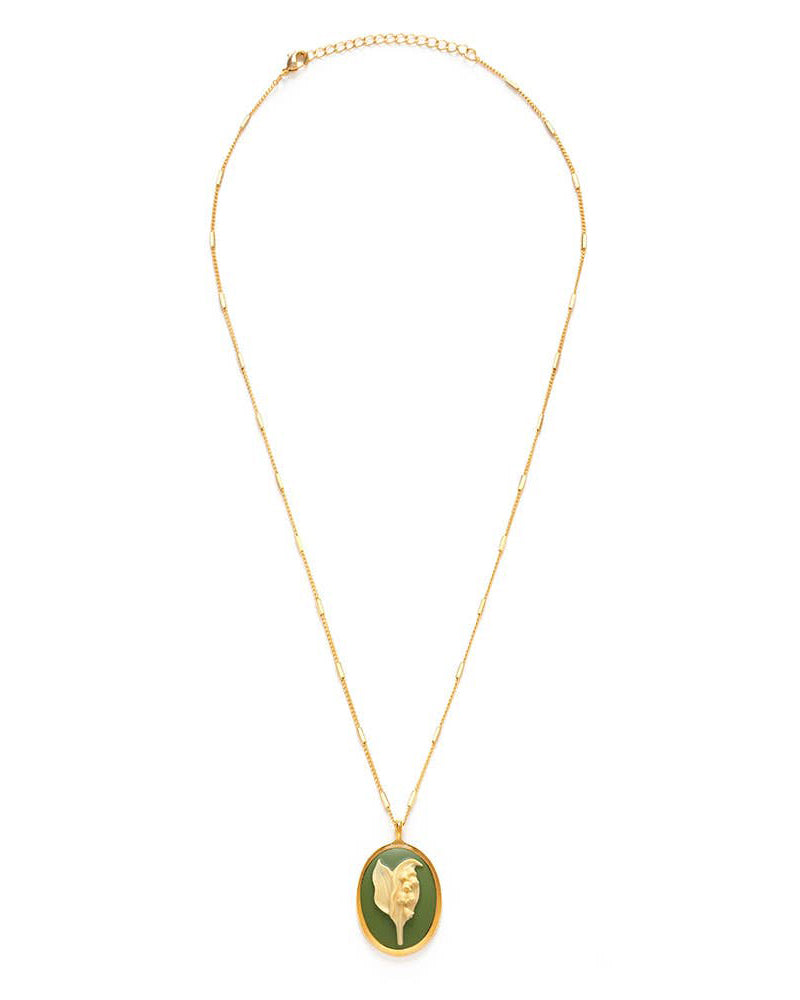 vintage-inspired cameo necklace, lily of the valley