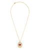 vintage-inspired cameo necklace, needlepoint pink flower