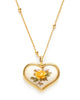 Vintage-Inspired Porcelain Heart Necklace with a yellow rose design