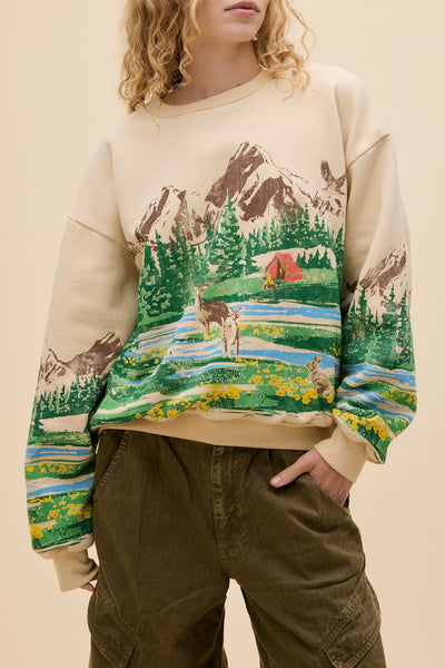 Campsite Scene Oversized Crew Sweatshirt from daydreamer