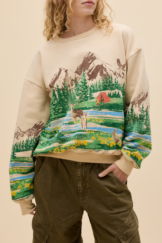 Campsite Scene Oversized Crew Sweatshirt from daydreamer