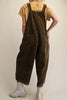 oversized olive green corduroy overalls with patchwork flower applique details 
