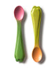 set of two spoons with a carrot and radish inspired design