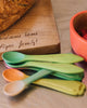 set of two spoons with a carrot and radish inspired design